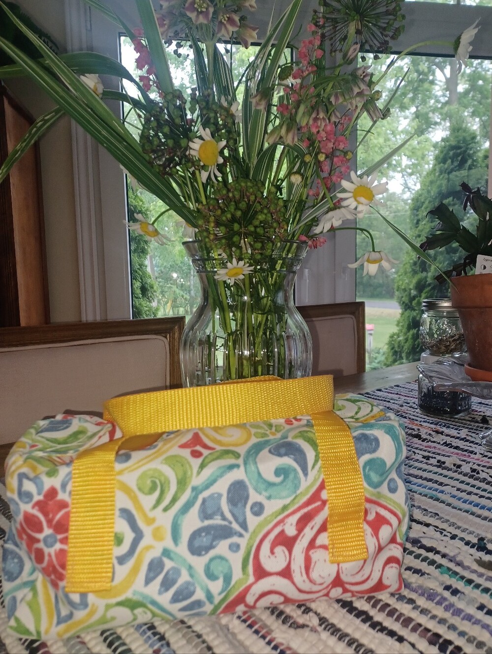💕Handmade Multi Colored makeup/accessories bag 10"×4.5"x5" NWT